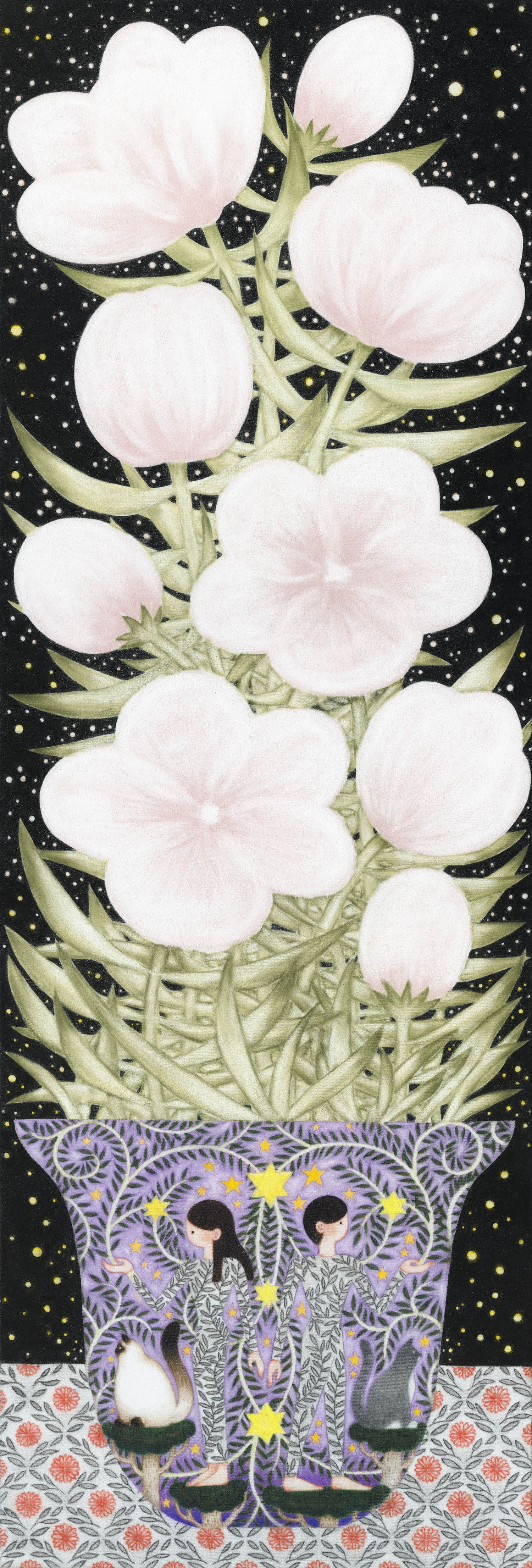 [24p3593_small size] 2024_Noctiflora(야상화)_Charcoal, pastel, conte on daimaru_90.9×30cm.jpg